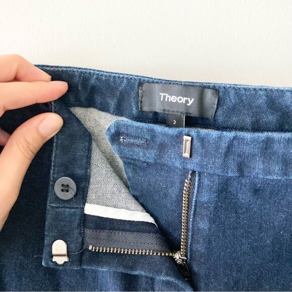 Theory "Movement Denim" Classic Skinny Pant, Dark Wash Cropped Jeans, 2 - Picture 5 of 5